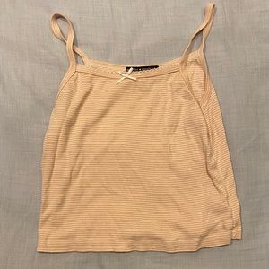 brandy melville baby pink striped bow tank